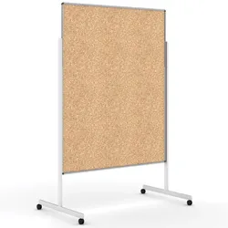 Info- und Moderationswand Kork auf Rollen, Leinwand, 1200 x 1500 mm, Kork
