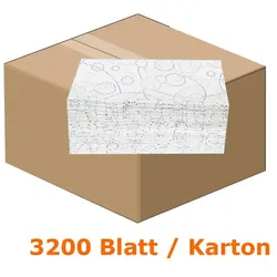 Papierhandtücher 3200 Blatt hochweiß m. Farbmuster 25x21 cm Papierhandtuch 100% Zellstoff in ZZ/V-Falzung, 2-lagig