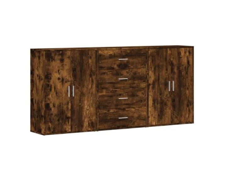 Sideboards 3 Stk. Räuchereiche 60x31x84 cm Holzwerkstoff Trendiges Design, robustes Material, leichte Reinigung, vielseitige Ablagefläche, praktischer Stauraum