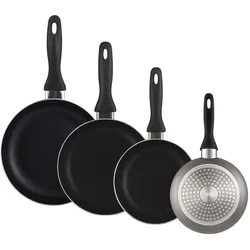 WellHome - 4er-Set Bratpfannen Ø16/20/24/28cm aus gepresstem Aluminium in Metallic-Grau