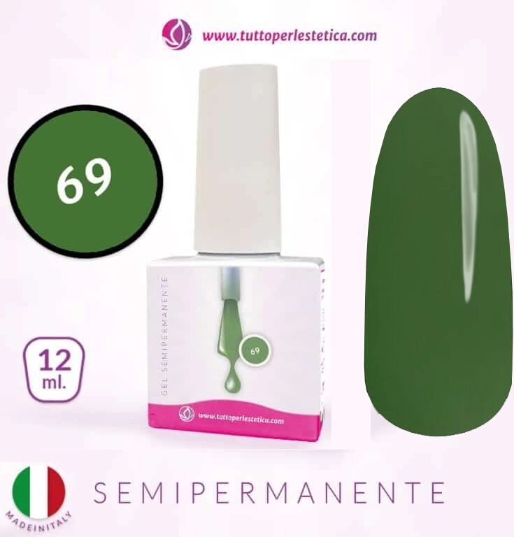 Tuttoperlestetica Semipermanente colore Verde Oliva N 69 da 12 ML Hema e TPO Free