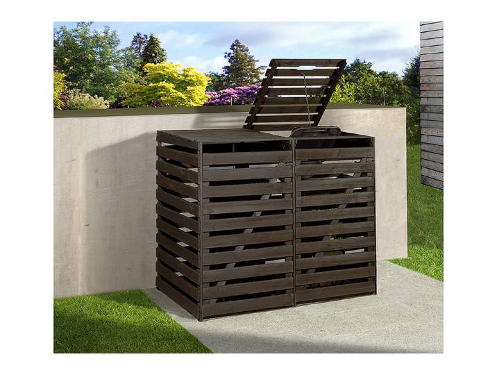 Weka Mülltonnenbox für 2 Tonnen Holz Anthrazit 92 × 148 × 122 cm