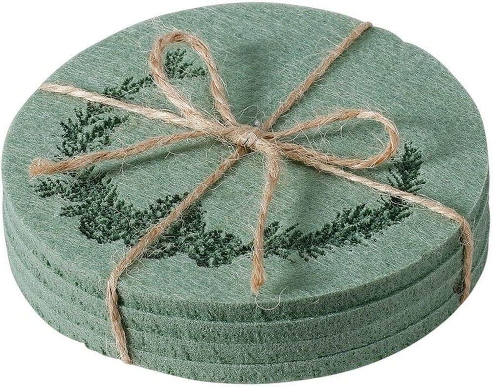 Glasuntersetzer "Holly & Jolly Untersetzer rund 4 Stück", grün, Untersetzer, Glasuntersetzer grün Einheitsgröße