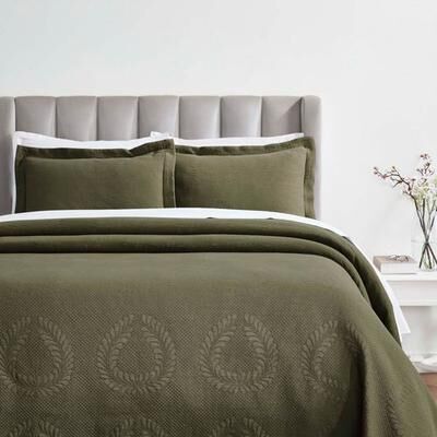 Home City, Inc. Peploi Matelasse Bedspread Set, Queen, Olive