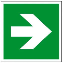 Schild I Rettungszeichen Richtungspfeil gerade, Kunststoff, 200x200mm, ASR A1.3, DIN EN ISO 3864