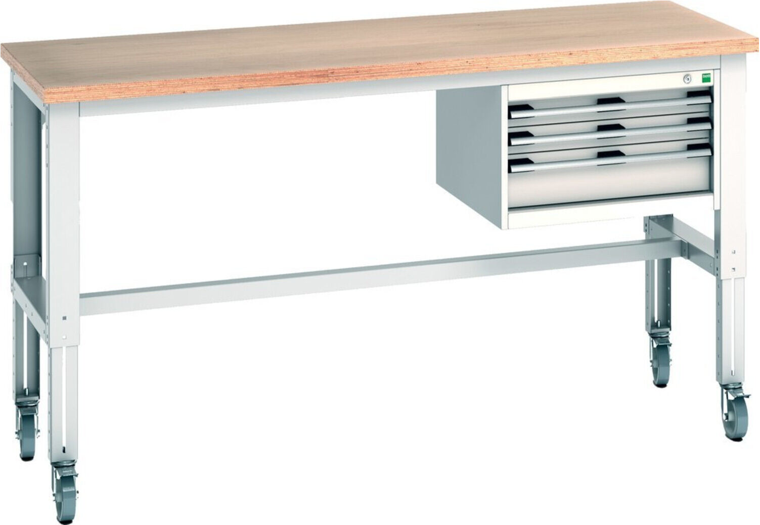 Bott Werkbank cubio 3 Schubladen Multiplex höhenverstellbar 2000 x 750 mm RAL 7035 (41003540.16V)