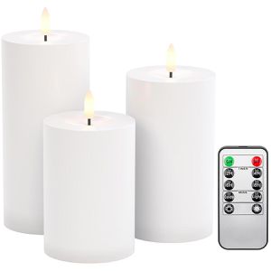 Goobay LED-Kerze 64786, outdoor, weiß, 10-15 x 7,1 cm (HxØ), mit Timer, dimmbar, 3er Set