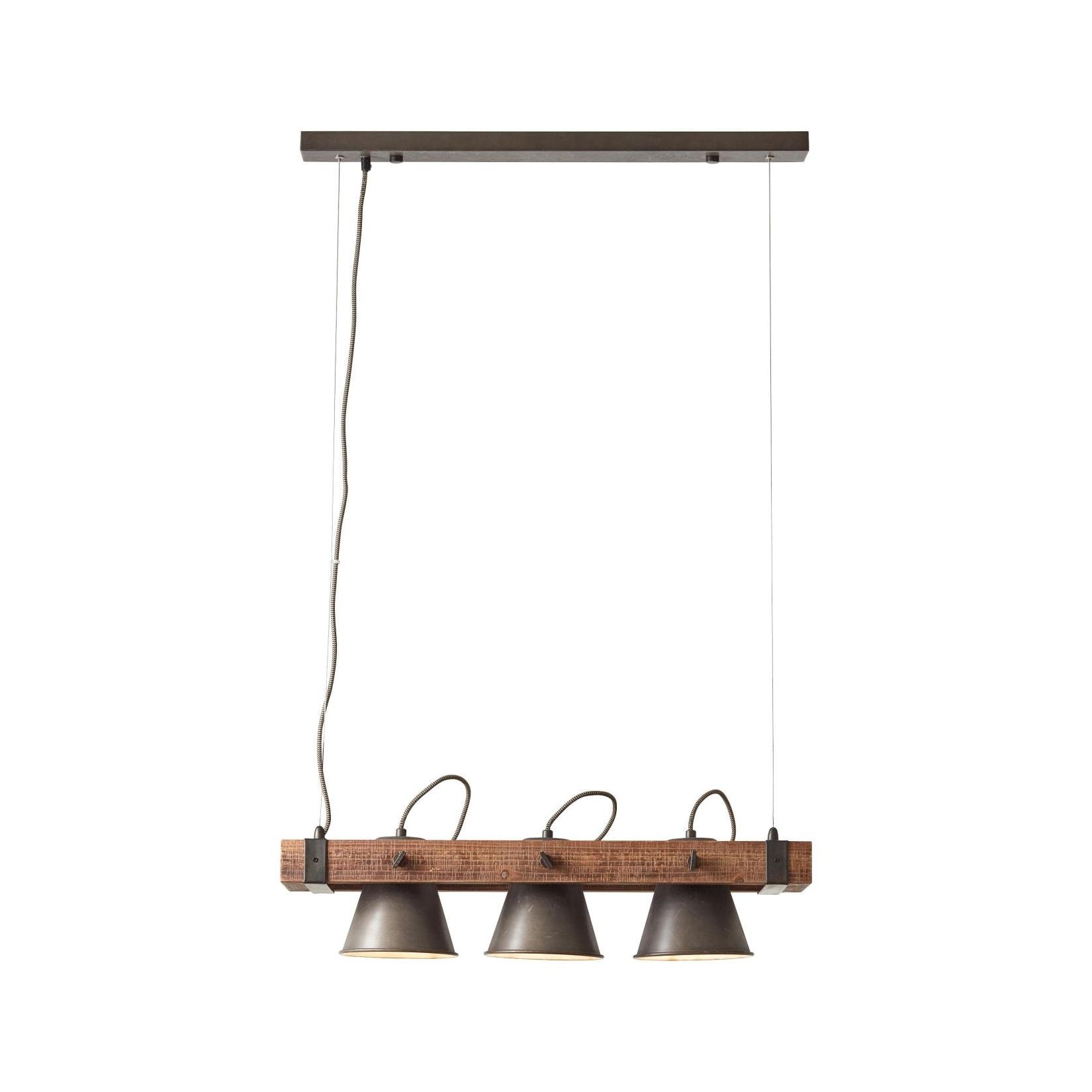 BRILLIANT Lampe , Decca Pendelleuchte 3flg schwarz stahl , 3x A60 , E27 , 10W , Holz aus nachhaltiger Waldwirtschaft (FSC)