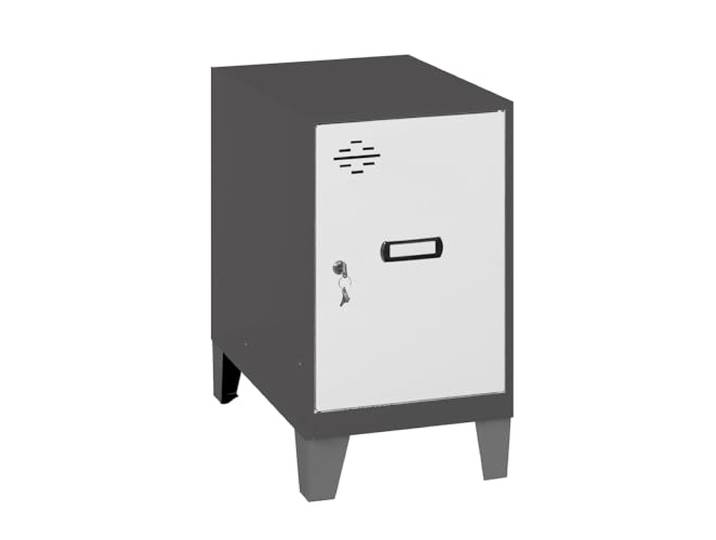 Simon Rack Simonlocker Kommode, klein, 575 x 300 x 500 mm, Amario aus Metall, mit Schlüssel, Anthrazit/Grau