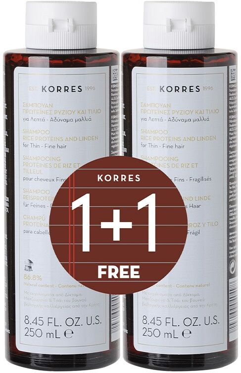 Korres Proteins & Linden 250ml Shampoo Double Pack - Worth £30