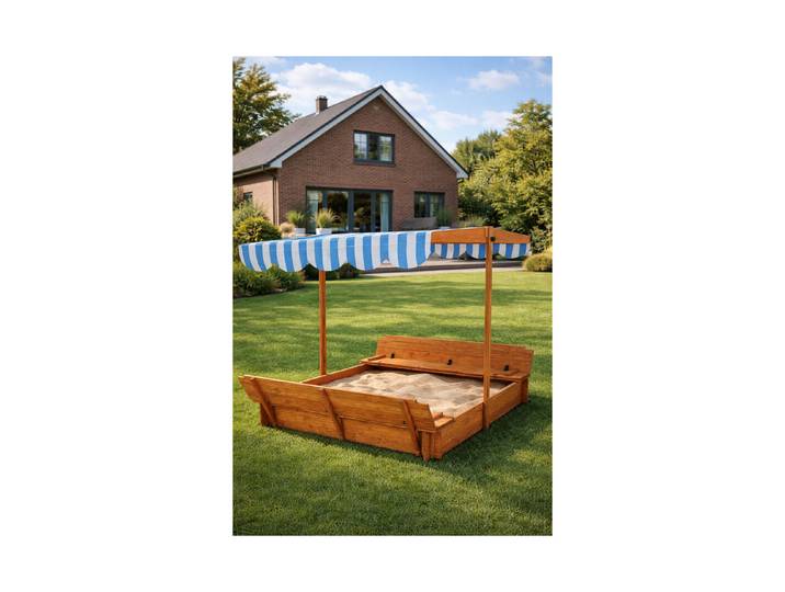Sandkasten mit Sonnensegel 140x140x140 cm