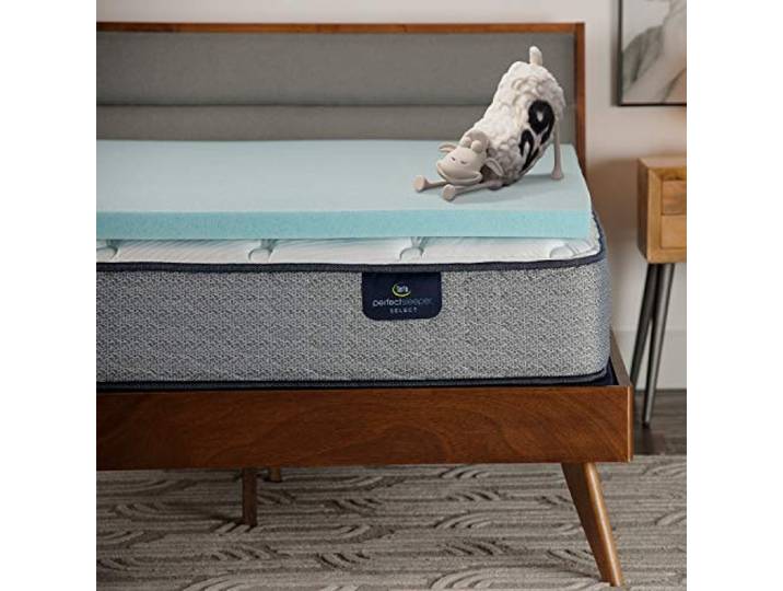 Serta ThermaGel Matratzenauflage aus Memory-Schaum, Queensize-Bett, Blau 5,1 cm Queen-Size-Gel-Memory-Foam-Matratzenauflage, ThermaGel-Kühlung, Druckentlastung, CertiPUR-US-zertifiziert
