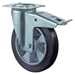 BS Rollen, Möbelrollen, BSRollen Transportgeräte-Lenkrolle m. Festst., Elastik schwarz, Durchm. 160 mm, Traglast 300 kg, Kug