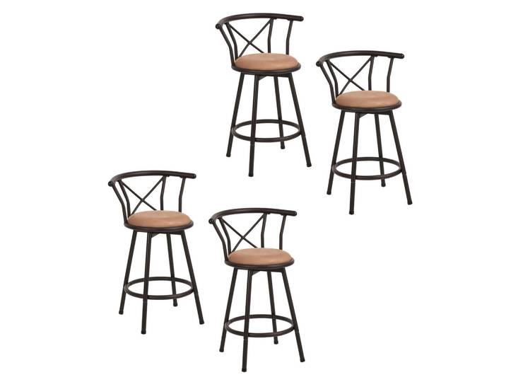 Meubles Cosy Barhocker 4er-Set aus Stoff im Industrial-Stil, Braun, Metall, 39x85x39.5 cm, Esszimmer, Barmöbel, Barhocker