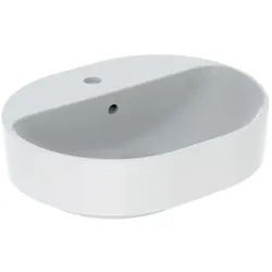 Geberit VariForm Aufsatzwaschtisch 500775002 50x40cm, mit Hahnlochbank, Überlauf, elliptisch, weiß KeraTect