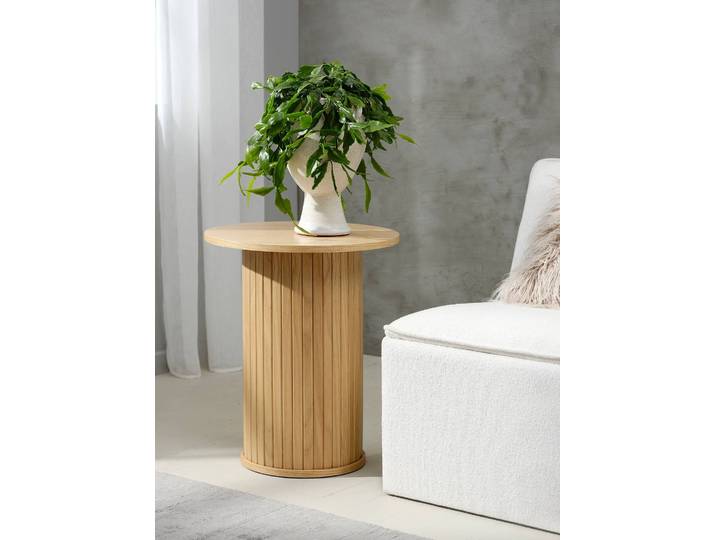 Table d’appoint Maqueda Ø 50cm Beige/Chêne