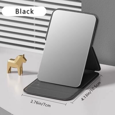 Fusion Finds Portable Makeup Mirror Foldable Desktop Vanity Mirror For Travel Home Dorm And Daily Grooming black