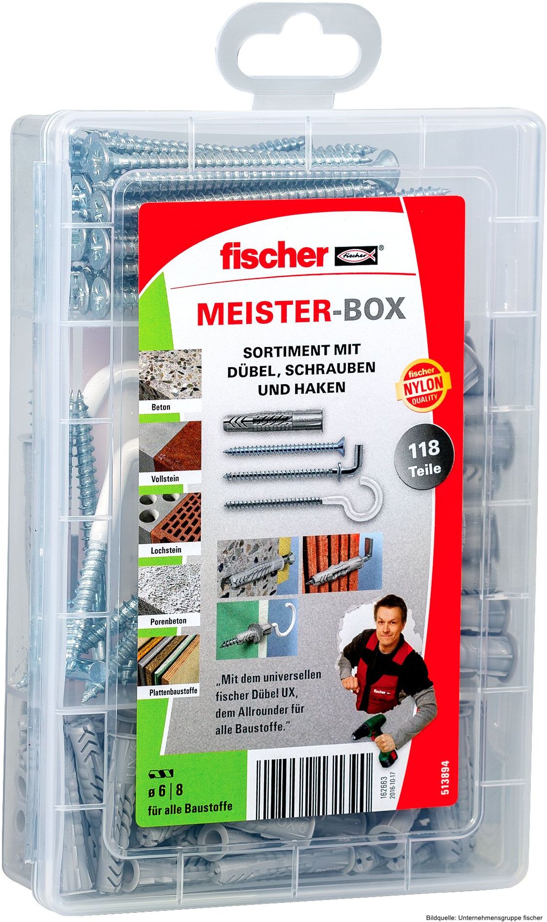 fischerwerke fischer Meister-Box Universaldübel UX + Schraube + Haken