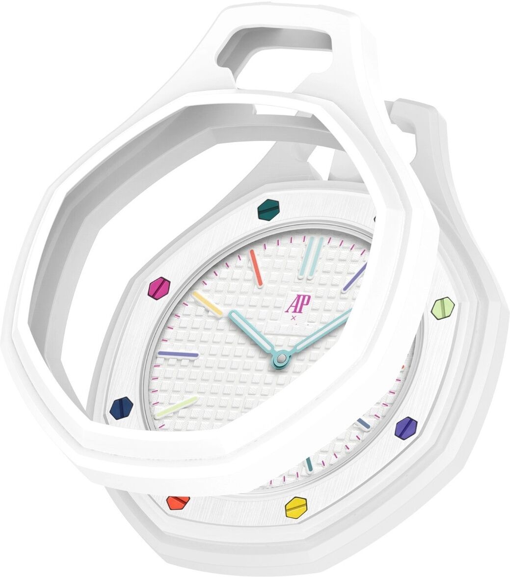 INF Silikon-Schutzhülle für Swatch kompatibel mit AP Royal Pop Taschenuhr — Präzise oktogonale Passform, stoßabsorbierend, Weiß
