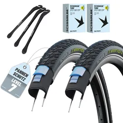 2er Set Schwalbe Reifen Marathon E-Plus Schwarz Reflex 27,5 x 2,00 (50-584)“ + AV + Reifenheber