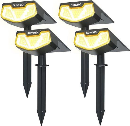 Set van 4 warmwitte LED solar tuinlampen voor padverlichting