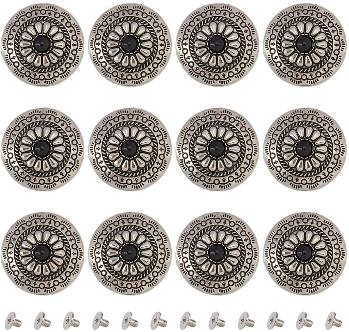 Dailygoody Decoratieve Klinknagels Schroef Terug Knoppen - Zwart - 30mm