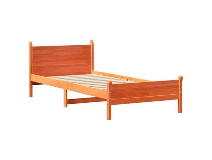 KTHLBRH Einzelbett aus Kiefernholz, 75 x 190 cm, Braun Inklusive Lattenrost, Kopfteil inklusive, Stauraum, robustes Gestell