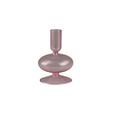 Kerzenständer AM DESIGN "aus roséfarbenem Glas", rosa (rosé), B:8,5cm H:13cm, Glas, Kerzenhalter, stilvolle Ergänzung für romantische Dekorationen