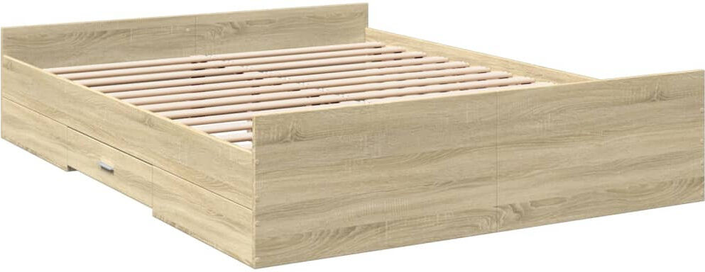 17 Stories Peltz Drawers Bed Frame Sonoma Oak Kingsize (5')