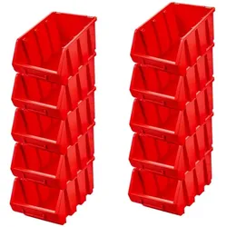 PROREGAL Mega Deal 10x Sichtlagerbox 3 | HxBxT 12,6x17x24cm | Polypropylen | Rot | Sichtlagerbehälter, Sichtlagerkasten, Sortierbehälter