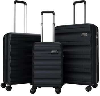 Costway 3-Piece Hardside Luggage Set 20/24/28 Inch Lightweight Hardside Suitcases-Black