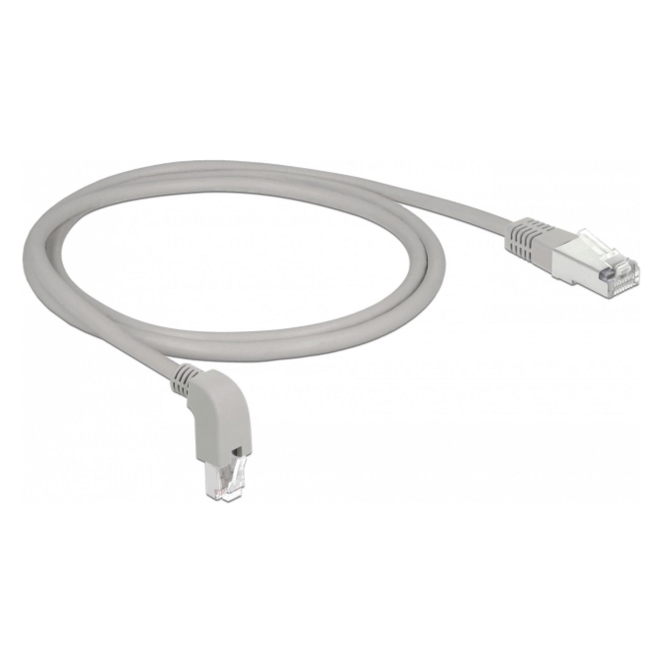 Delock Patch-Kabel RJ-45 (M) nach unten gewinkelt bis RJ-45 (M) gerade (S/FTP, CAT6, 1 m) (85865)