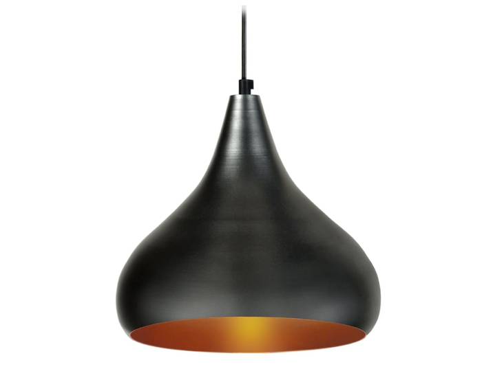 Suspension métal noir abat-jour anthracite et cuivre