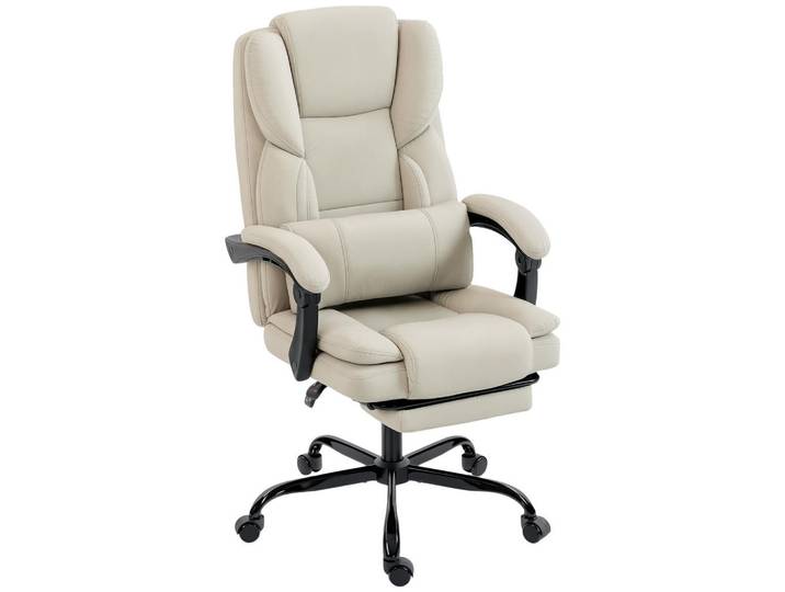 Homcom Bürostuhl, Ergonomisch mit Verstellbar Rückenlehne, Beige, Kunststoff, Füllung: Polyester,Polyester, 65x119x67 cm, Büromöbel, Bürostühle, Chefsessel