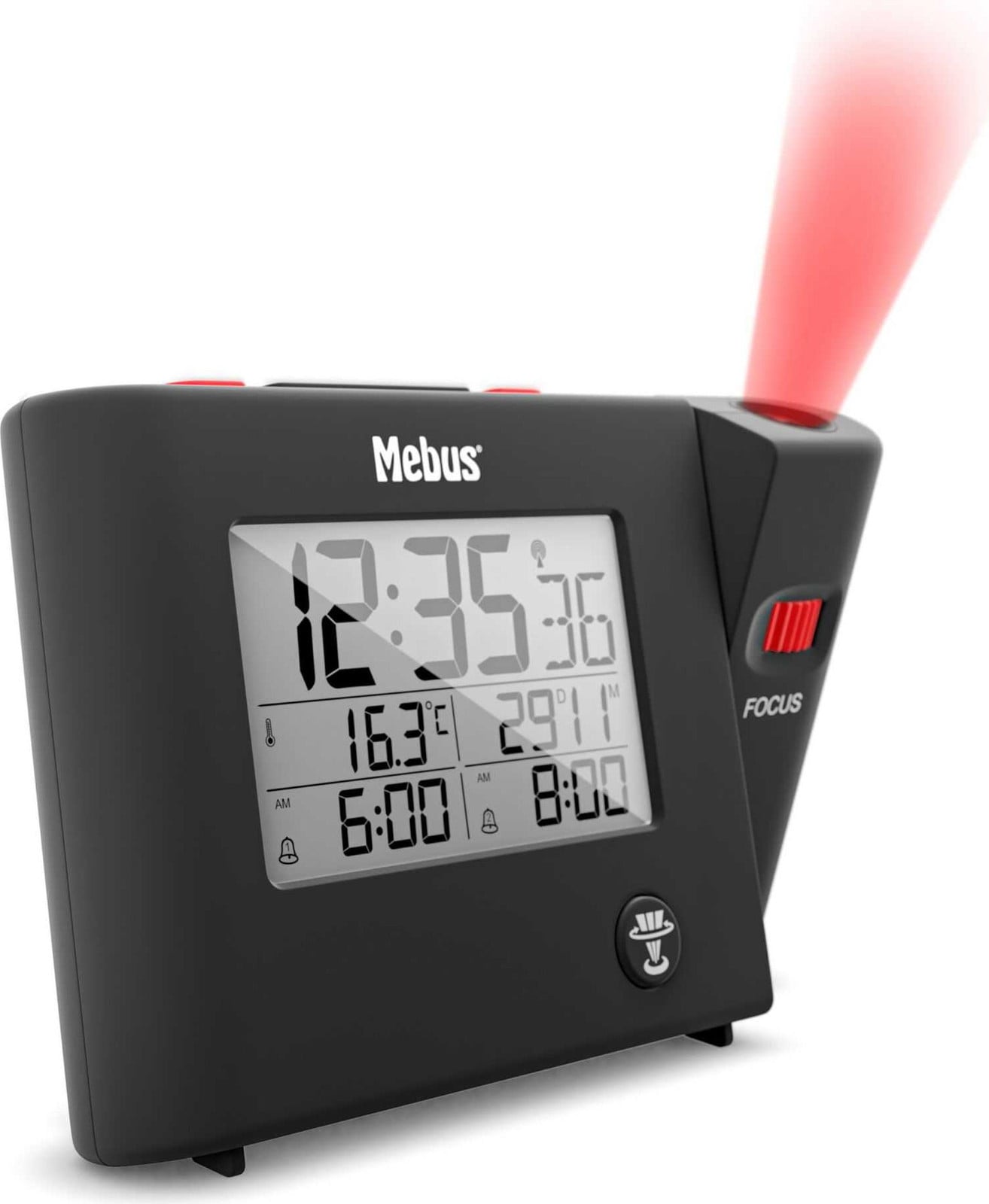 Mebus 25795 Digitale wekkerklok, Zwart, 12/24 uur, Fahrenheit en Celsius