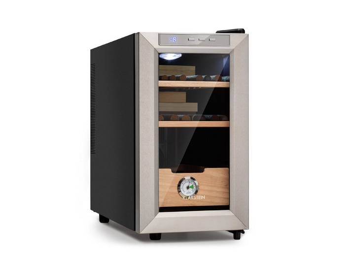 Klarstein Weinkühlschrank El Presidente 23 Humidor, für 8 Standardflaschen á 0,75l,Humidor Zigarre Humidor Befeuchter elektrisch Humidor Schrank