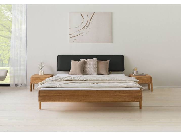 Bett Eiche 180x200x94 natur geölt, Kopfteil anthrazit KIEL #03