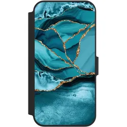Nivocase Klapphülle für Apple iPhone 13 Pro Handyhülle aus Kunst Leder NIVOflip schwarz Edelstein Glitzer (Apple iPhone 13 Pro), Smartphone Hülle, Schwarz