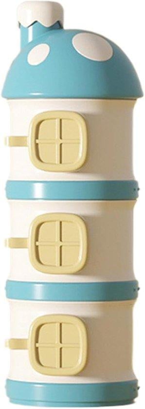 Drielaagse melkpoeder dispenser en draagbare voedselcontainer voor reizen, blauw