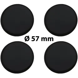 4 x Ø 57 mm Polymere Aufkleber / Schwarz / Nabenkappen, Felgendeckel
