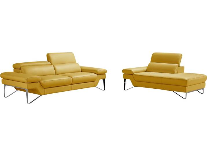 Egoitaliano Polstergarnitur Princess Design und Sitzkomfort im Einklang, bequem und hochwertig, Set aus 2,5 Sitzer und freitehende Ottomane, Kopfstützen verstellbar