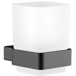 emco loft Glashalter, Wandmodell, satiniertes Kristallglas, 052000500, Farbe: Schwarzchrom gebürstet