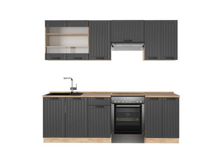 Cuisine Fame-Line 240cm PT Chêne Gris foncé/Chêne de force doré Vicco 56773
