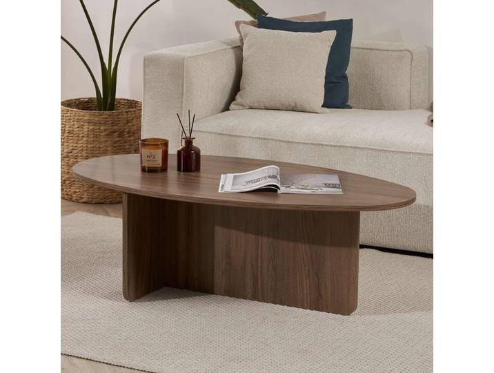 Parona - Table basse\, 120x65x40h cm\, noyer brun\, forme ovale