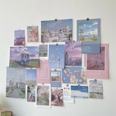 Inspire Select Nordic Retro Photo Card Wall Stickers Set Japanese Mori Style DIY Art Postcards For Bedroom Decor short Road Poem