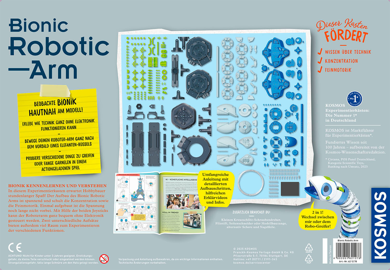 Modellbausatz KOSMOS "Bionic Robotic Arm", blau (bunt), Modellbausätze, Kinder, Modellbausatz