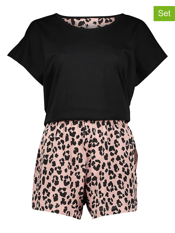 Vivance 2er-Set: Pyjamas in Schwarz/ Rosa/ Blau - 36/38