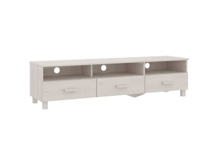 Meuble TV Table TV - HAMAR Blanc 158x40x40 cm - Bois massif de pin LL125183