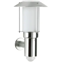 Albert Außenwandleuchte Typ Nr. 0238, mit Bewegungsmelder + Pagoden-Dach, IP44, E27 QA55 max. 57W, Edelstahl / Opalglas ALB-690238