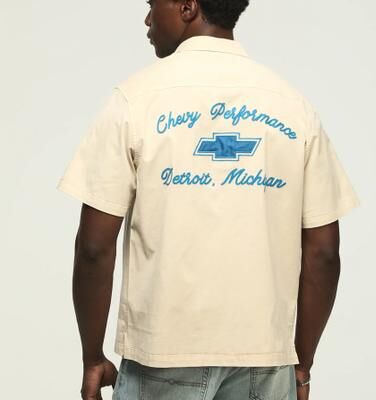 Lucky Brand Chevy Garage Shirt - Men's Clothing Outerwear Shirt Jackets in Silver Birch, Size S